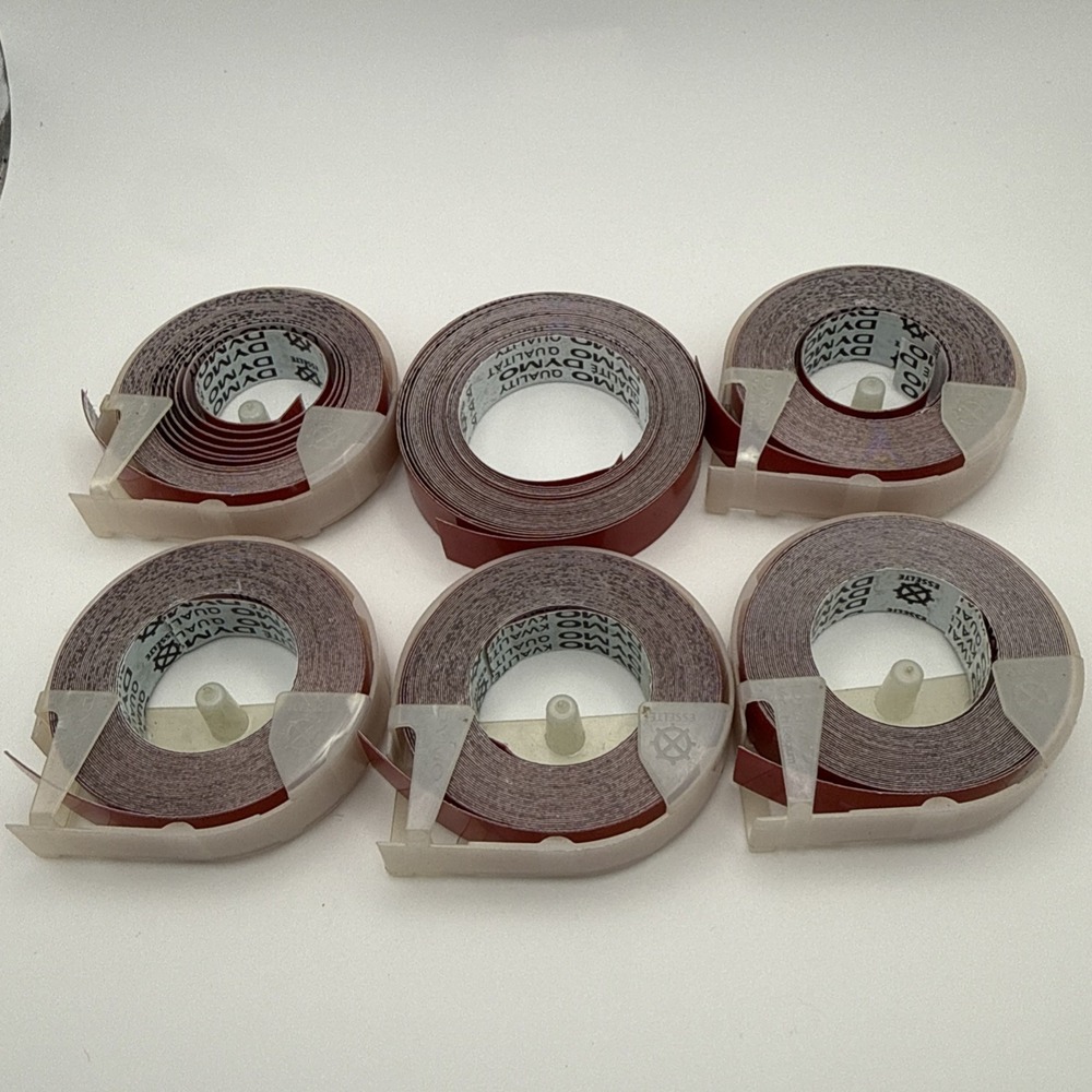 Vintage Dymo Label 1/2" Embossing Tape Refills Glossy Red Lot of 6
